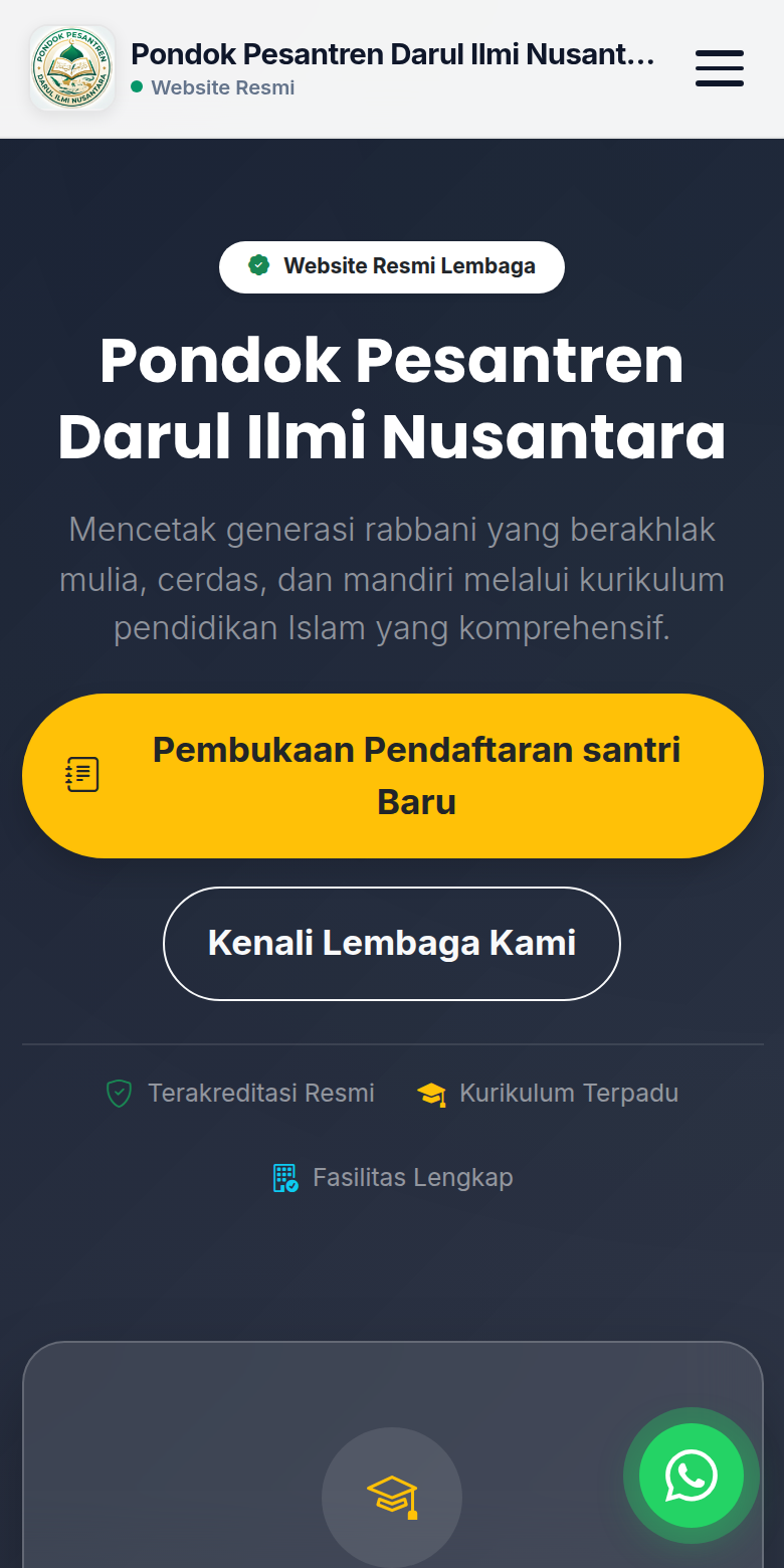 Contoh situs pondok pesantren SantriPlus tampilan HP