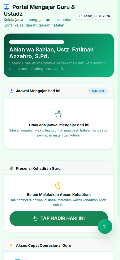 Portal guru & pegawai — tampilan asli SantriPlus
